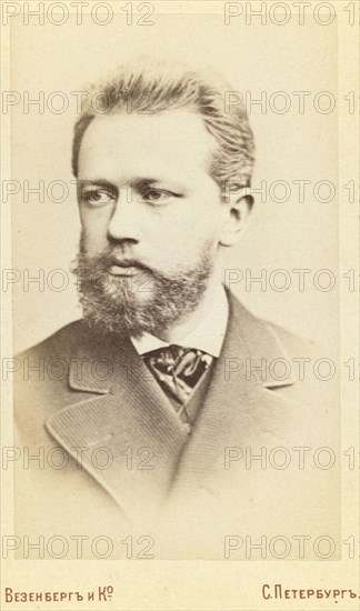 Peter Ilich Tchaikovsky, head-and-shoulders portrait, facing slightly left, between 1880 and 1886. Creator: Unknown.