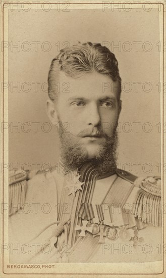 Grand Duke Serge Aleksandrovich, head-and-shoulders portrait, facing right, between 1870 and 1880. Creator: Unknown.