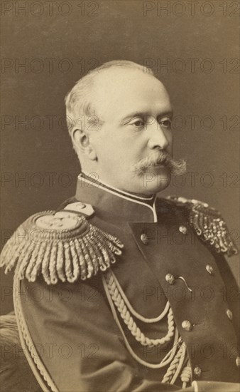 Petr Andreevich Shuvalov, half-length portrait, facing right, in uniform, between 1880 and 1886. Creator: Unknown.