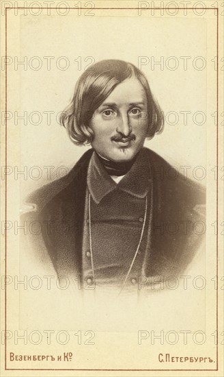 Nikola i Vasilevich Gogol, half-length portrait, facing front, between 1880 and 1886. Creator: Unknown.