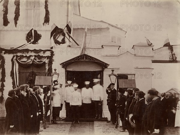 Seeing off Tsesarevich Nicholas Alexandrovich from the city of Kansk, 1891.  Creator: AM Zlobkov.