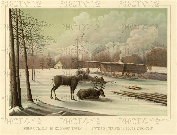 Winter Station on the Route to Okhotsk, 1856. Creator: Ivan Dem'ianovich Bulychev.
