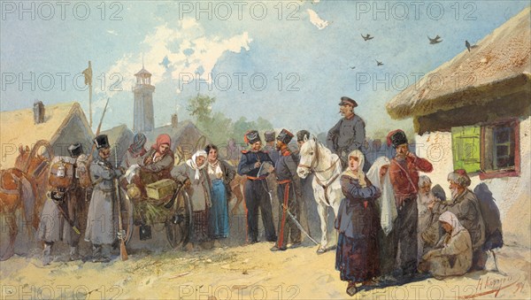 The Great-Great-Grandmothers of Siberian Cossacks Arrival of a Party of "Wives", 19th century. Creator: Nikolay Nikolaevich Karazin.