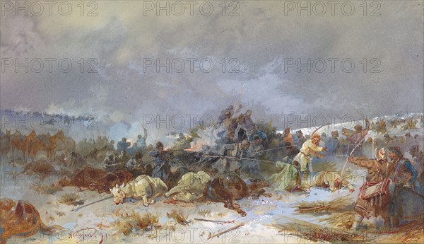 A Battle, 19th century. Creator: Nikolay Nikolaevich Karazin.