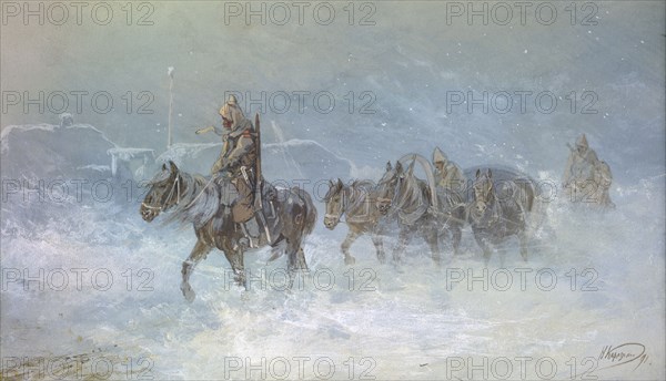 Coach and Escort Service in the Steppes, 19th century. Creator: Nikolay Nikolaevich Karazin.