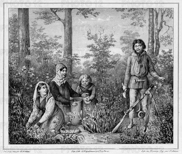 Inhabitants of Kamchatka, 19th century. Creators: Friedrich Heinrich Kittlitz, Victor Adam, Jean Louis Tirpenne.