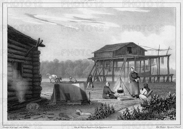 Dwelling of Kamchatka, 19th century. Creators: Friedrich Heinrich Kittlitz, Godefroy Engelmann, Jules David, Edouard Jean Marie Hostein.