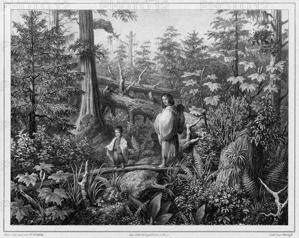 Inhabitants of the island of Sitkha (northwest coast of America), 19th century. Creators: Friedrich Heinrich Kittlitz, Godefroy Engelmann, Isidore Laurent Deroy.