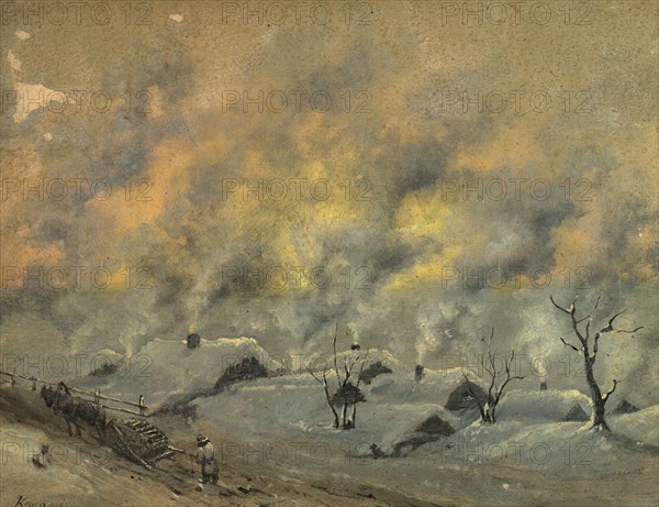 View of a Village in the Barabinsk Steppe in Winter, 1880-1897. Creator: Pavel Mikhailovich Kosharov.