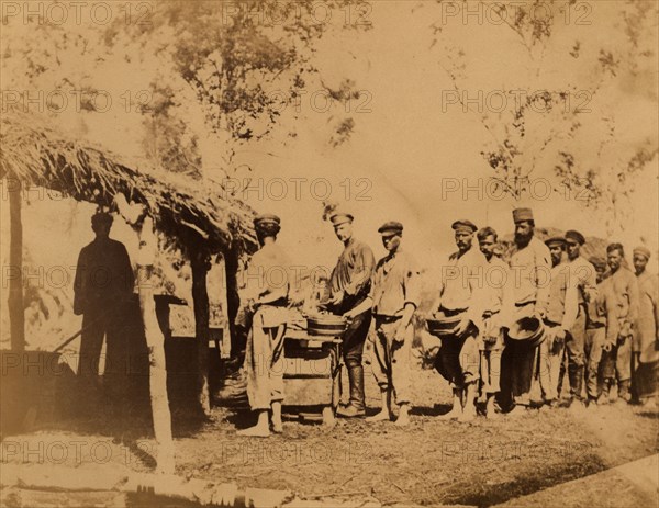 Exiled Convicts Waiting for Lunch While Working in the Taiga, 1880-1899. Creator: Innokenty Ignatievich Pavlovsky.