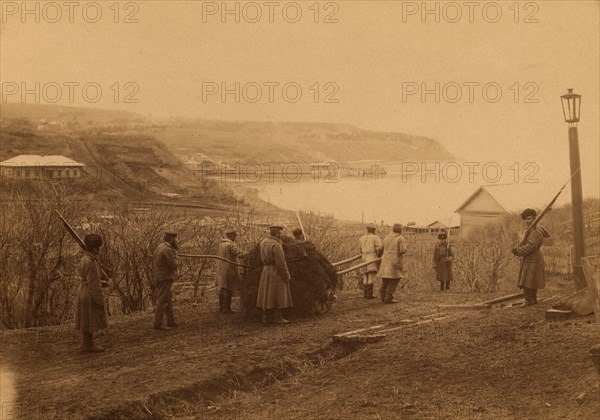 Exiled Captives Carting Manure at Korsakov Post in Southern Sakhalin, 1880-1899. Creator: Innokenty Ignatievich Pavlovsky.