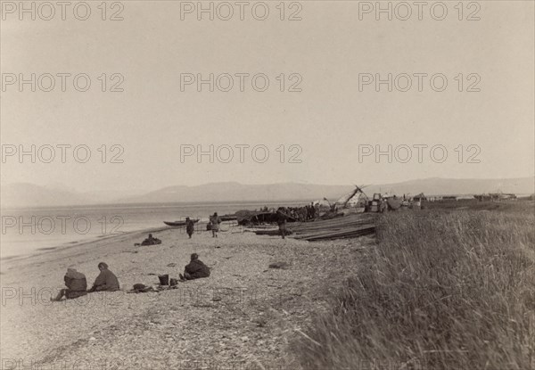 The First Day of Unloading Construction Material at Cape Aleksandr, 1889. Creator: Unknown.