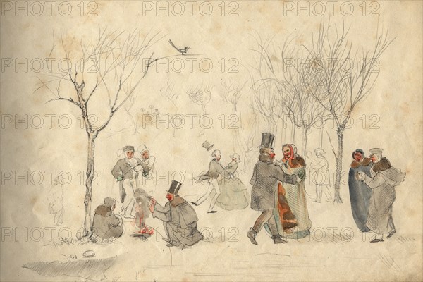 May Day - The fifth page of the album from the collection of I.S. Abramova, 1858. Creator: Mikhail Znamensky.