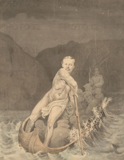 Charon transports the souls of the dead to the kingdom of Hades, 2nd half of 19th century. Creator: Mikhail Znamensky.