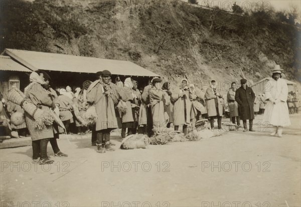 Japanese ready to start on march to Seoul, c1904. Creator: Robert Lee Dunn.