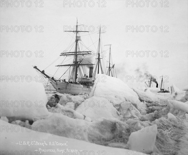 U.S.R.C. "Bear" and S.S. "Corwin" - Roadstead, Nome, Alaska, between c1900 and 1927. Creator: Lomen Brothers.