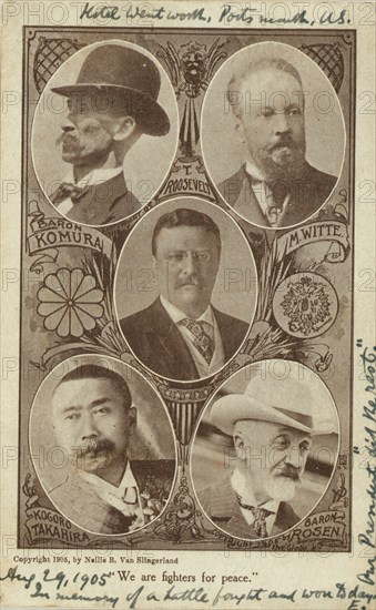 Portraits of envoys at the Portsmouth Peace Conference, Baron Komura and Kogoro..., c1905. Creator: Edmund Noble.