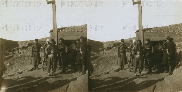 Carrying wounded Russian in a jinriksha from the front down to the hospital in Port Arthur, c1905. Creator: Underwood & Underwood.