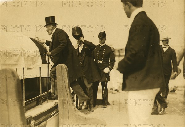 Serge Witte going on board "Mayflower", 1905. Creator: Unknown.