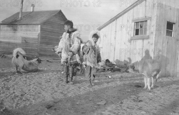 Eskimo boys with dogs, between c1900 and 1916. Creator: Unknown.