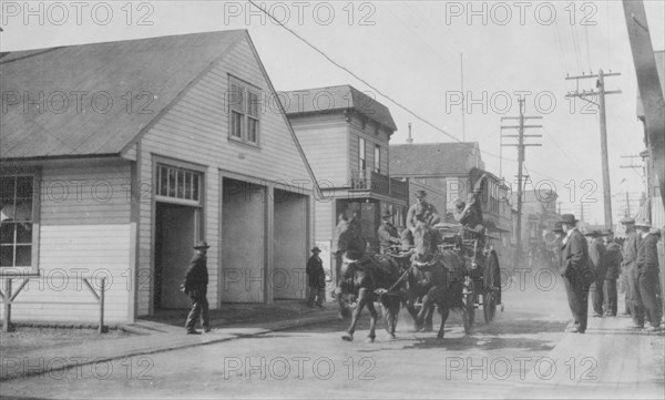 Fire drill, between c1900 and 1916. Creator: Unknown.