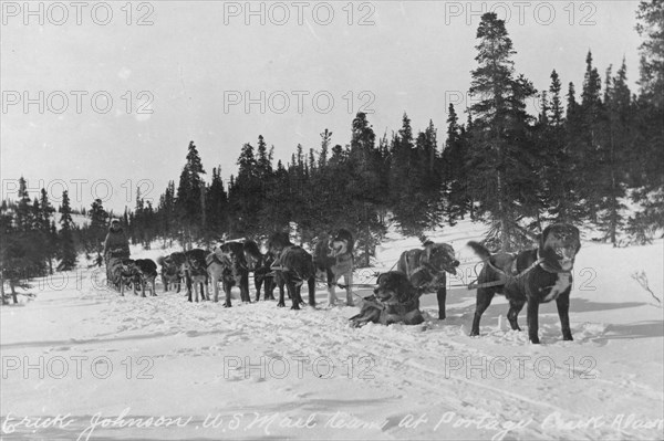 Erick Johnson with U.S. mail team, between c1900 and 1927. Creator: Unknown.