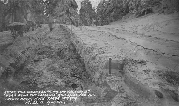 Clearing up volcanic ashes, between c1900 and c1930. Creator: Unknown.