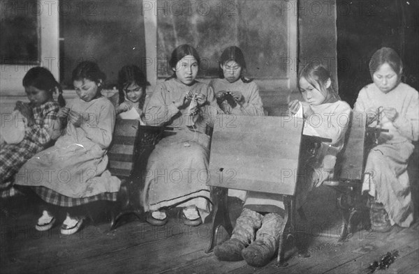 Sewing class, between c1900 and c1930. Creator: Unknown.