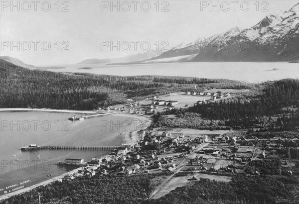 Aerial view of Haines, location of Fort Seward, between c1900 and c1930. Creator: Unknown.