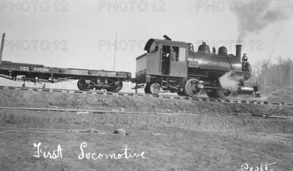 First locomotive of U.S. Railroad, between c1900 and c1930. Creator: Unknown.