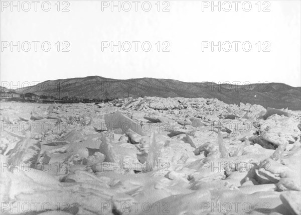 View of hummocks on the Zeya River, 1909. Creator: Vladimir Ivanovich Fedorov.