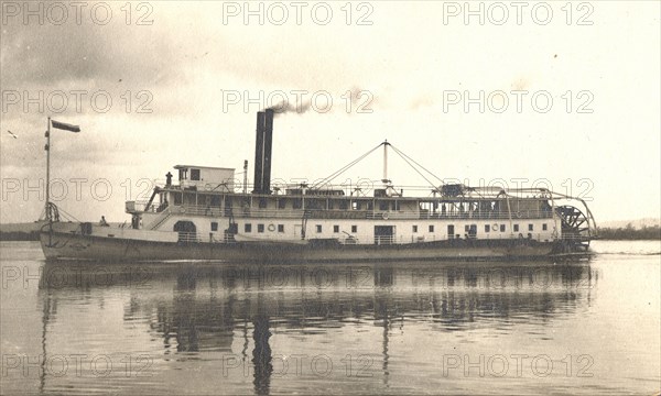 View of the steamship "Petersburg" on the Zeya River, 1909. Creator: Vladimir Ivanovich Fedorov.