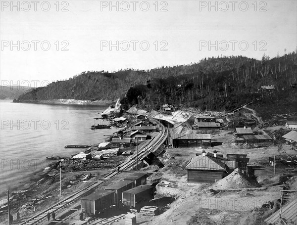 View of a Railroad Along Lake Baikal, 1900-1904. Creator: Unknown.