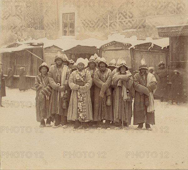 Monks in Kalandar-Khane, Samarkand, between 1905 and 1915. Creator: Sergey Mikhaylovich Prokudin-Gorsky.