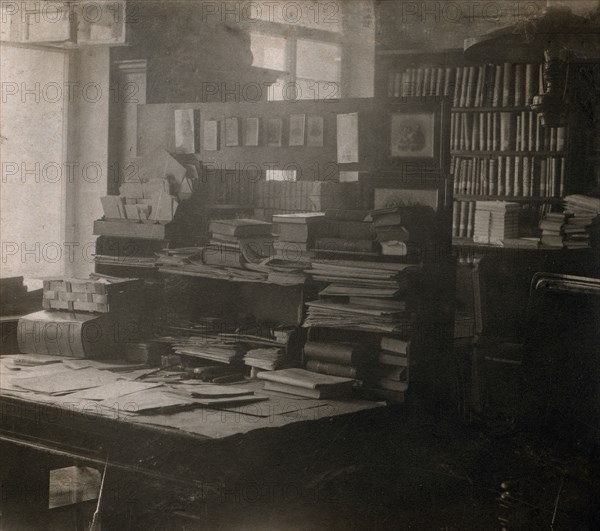 L.N. Tolstoi's study, in Iasnaia Poliana, 1908. Creator: Sergey Mikhaylovich Prokudin-Gorsky.