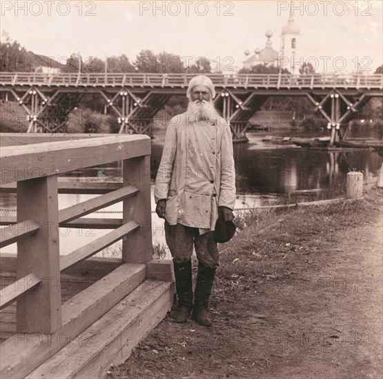 Type of Olonetsk man in Vytegra [Russian Empire], 1909. Creator: Sergey Mikhaylovich Prokudin-Gorsky.