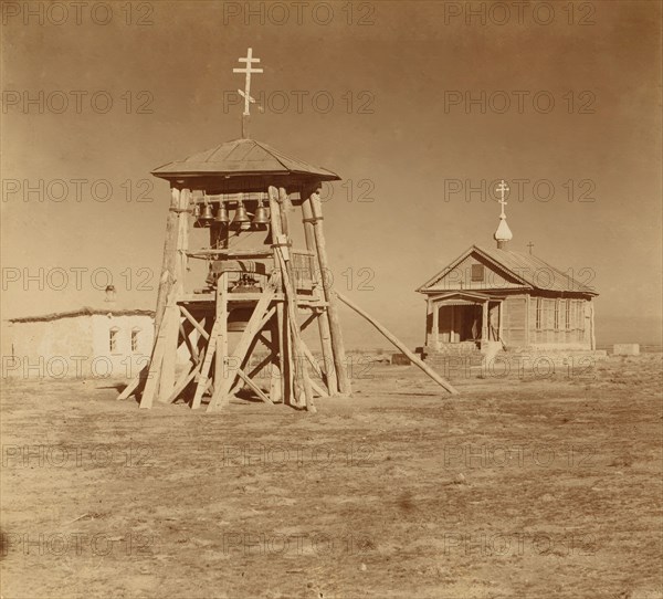 Church in Nikolsk settlement, Golodnaia Steppe, between 1905 and 1915. Creator: Sergey Mikhaylovich Prokudin-Gorsky.