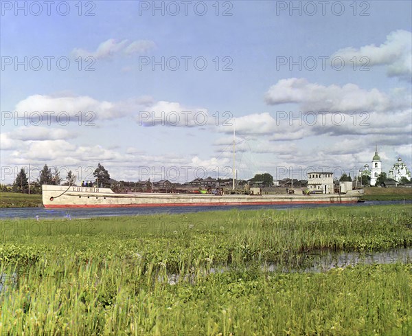 Tank barge of the Nobel brothers [Russian Empire], 1909. Creator: Sergey Mikhaylovich Prokudin-Gorsky.
