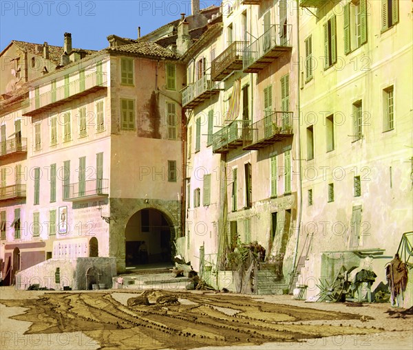 Fishing nets drying, between 1905 and 1915. Creator: Sergey Mikhaylovich Prokudin-Gorsky.