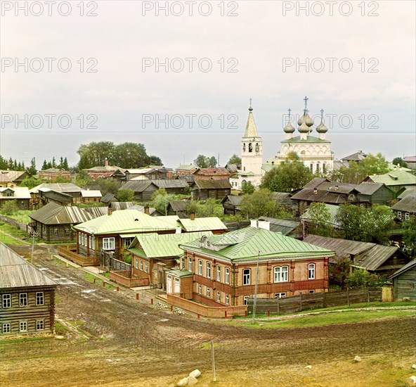 General view of the city of Belozersk from the fortress wall [Russian Empire], 1909. Creator: Sergey Mikhaylovich Prokudin-Gorsky.