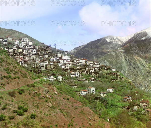 General view of Artvin from the small town of Svet, between 1905 and 1915. Creator: Sergey Mikhaylovich Prokudin-Gorsky.