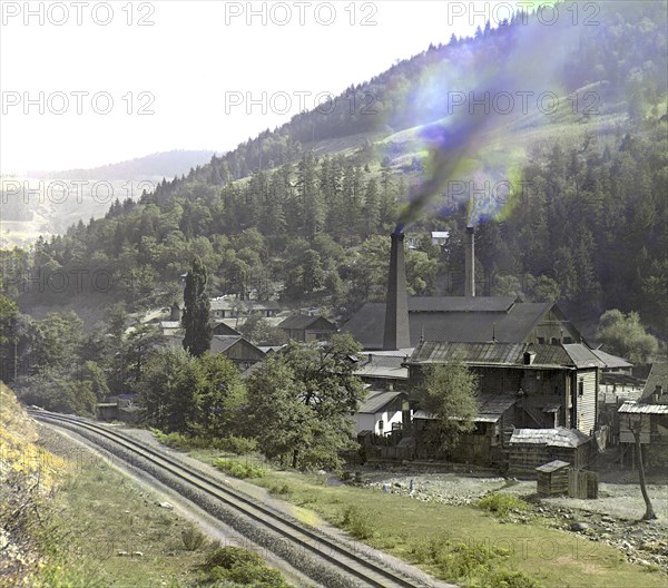 Glass factory in Borzhom, between 1905 and 1915. Creator: Sergey Mikhaylovich Prokudin-Gorsky.