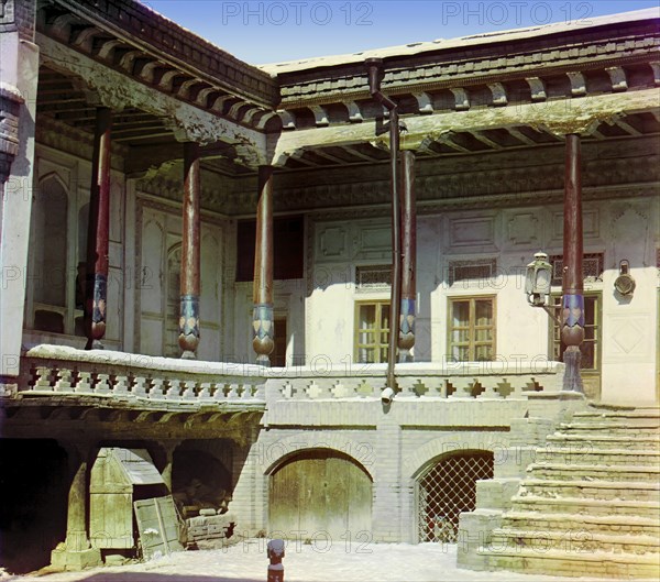 In the courtyard of a Sart home, on the outskirts of Samarkand, between 1905 and 1915. Creator: Sergey Mikhaylovich Prokudin-Gorsky.