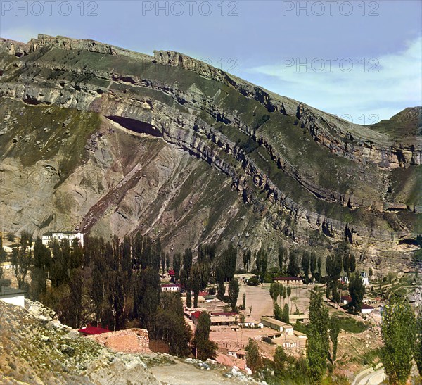 Village of Nizhnii Gunib in Dagestan, between 1905 and 1915. Creator: Sergey Mikhaylovich Prokudin-Gorsky.