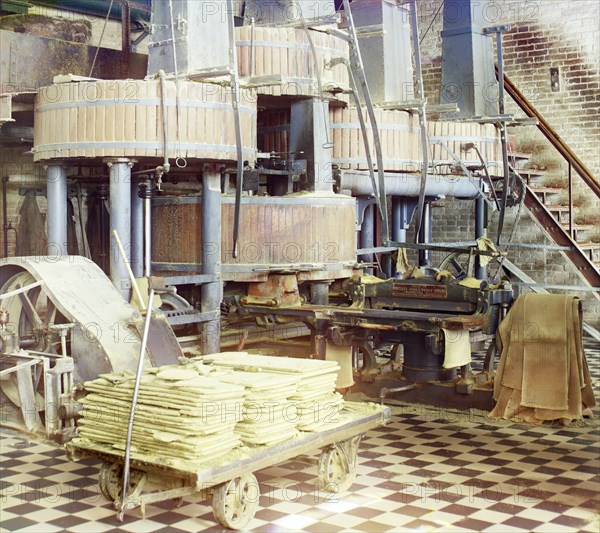 Workshop for extracting cotton oil, Murgab Estate, Bairam-Ali, between 1905 and 1915. Creator: Sergey Mikhaylovich Prokudin-Gorsky.