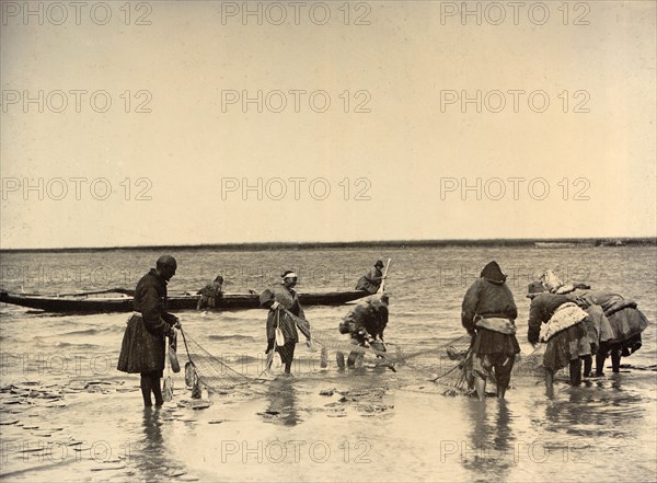 Dragging Out a Sweep-Net: Fishing on Lake Zaisan, 1909. Creator: Nikolai Georgievich Katanaev.
