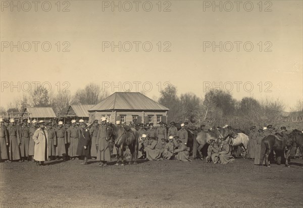 Sotnia (Cossack Cavalry Squadron) Camp in the Frontier Village of Kenderlyksk in the..., 1909. Creator: Nikolai Georgievich Katanaev.