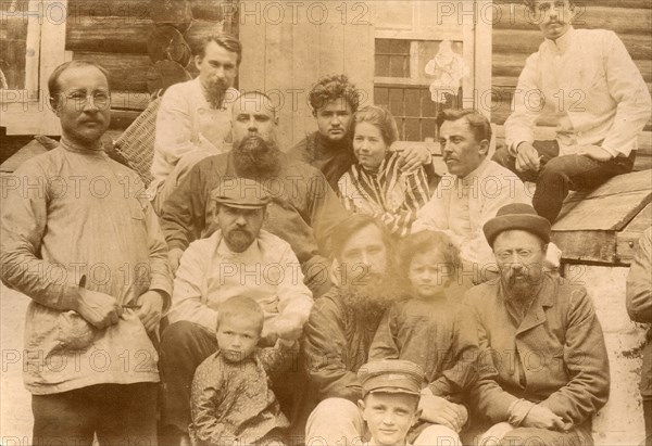 A Group Portrait of Convicts with Children, 1906-1911. Creator: Isaiah Aronovich Shinkman.