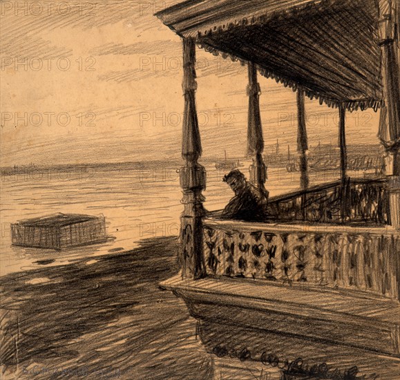 Balcony above the Irtysh River in Omsk, 1904. Creator: Boris Vasilievich Smirnov.