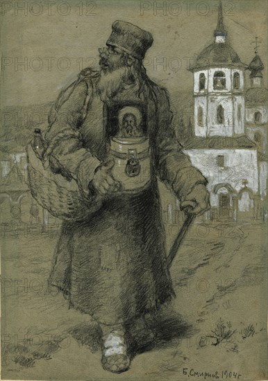 A Monk Collecting Taxes for the Construction of the Church in Irkutsk, 1904. Creator: Boris Vasilievich Smirnov.